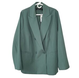 Torrid Twill Relaxed Menswear Oversized Blazer Dark Forest Green Plus Size 1X